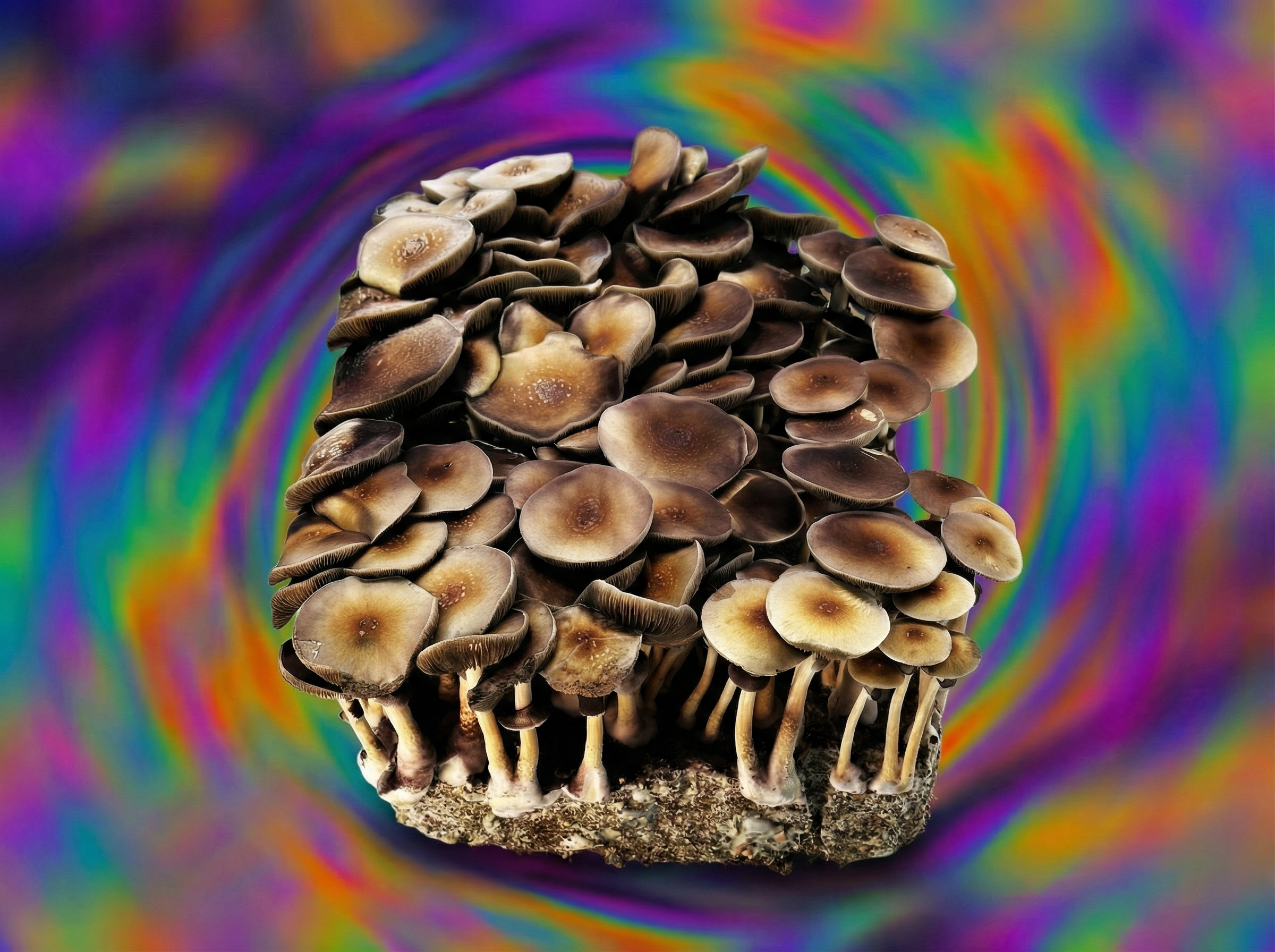 Purple Mystic magic mushrooms side view